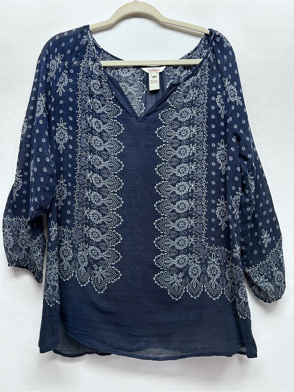Sundance Navy Blue Bandana Print V-Neck Tunic